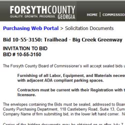 Forsyth County Website - Big Creek Greenway Restroom Bid